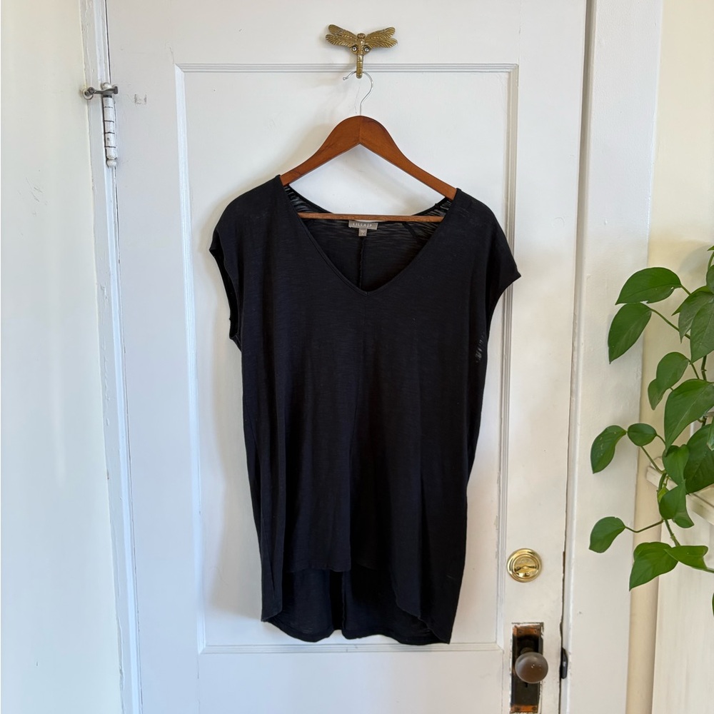 Lilla P Lightweight Black Pima Cotton Blend V-Neck Sleeveless Tunic Top Small